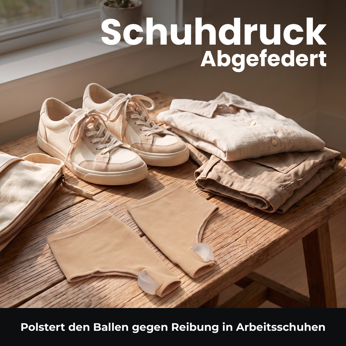 Ballen gegen Reibung in Arbeitsschuhen gepolstert