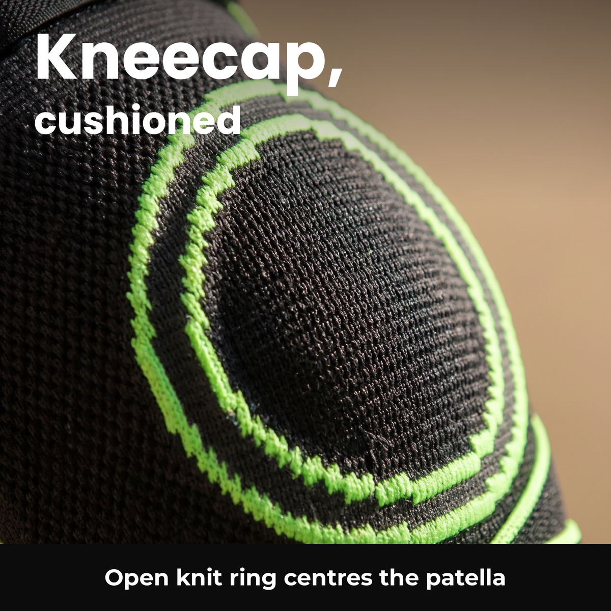 Open knit ring centres the kneecap