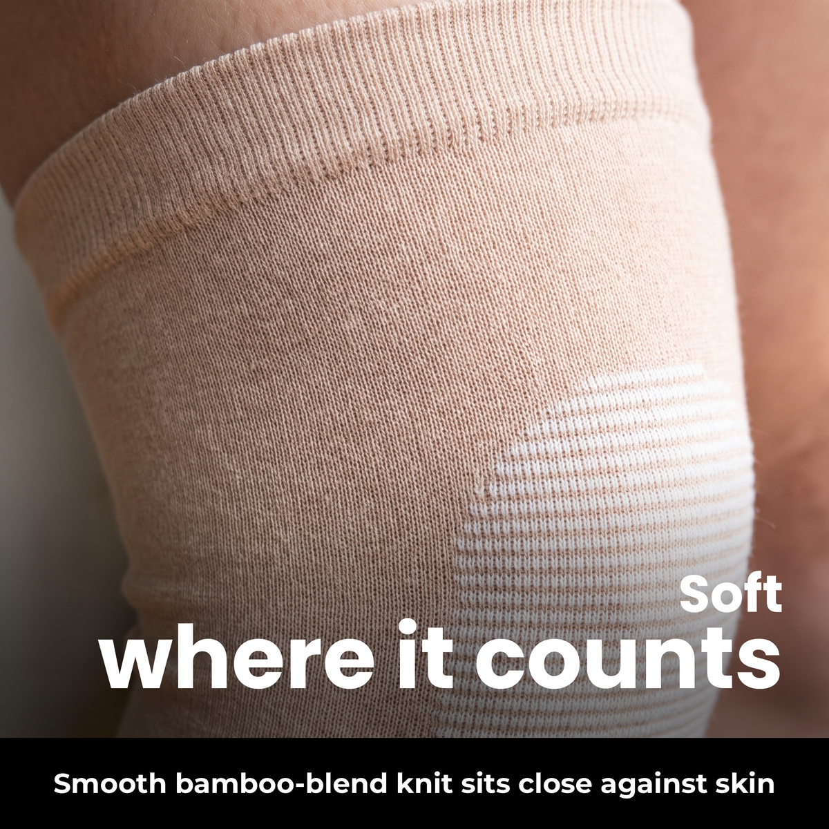 Close view of the smooth BambooFlex knee knit