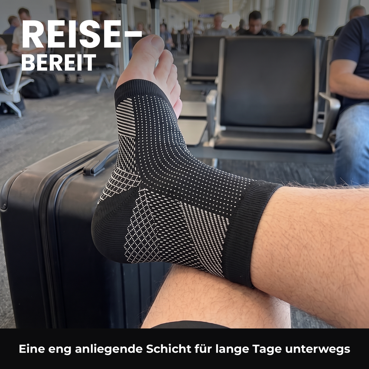 Reisebereite offene knöchelhohe Fußbandage mit exaktem Punkt-, Streifen- und Kreuzstrickmuster